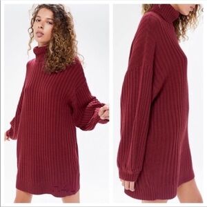 Urban outfitter ribbed cotton Oversized cowl neck balloon sleeve Sweater Dress M